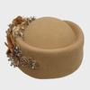 "Women's Retro British-Style Felt Turban Hat with Flowers - Perfect for Church and Derby Events"