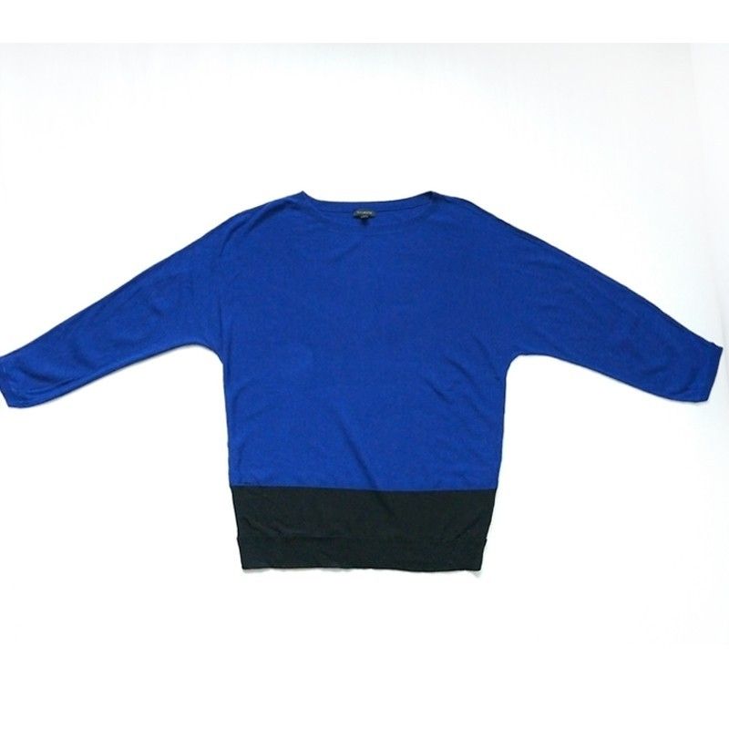 

Spring Concise Color Contrast Patchwork Loose Clearance Sweater Upper sapphire blue lower black M