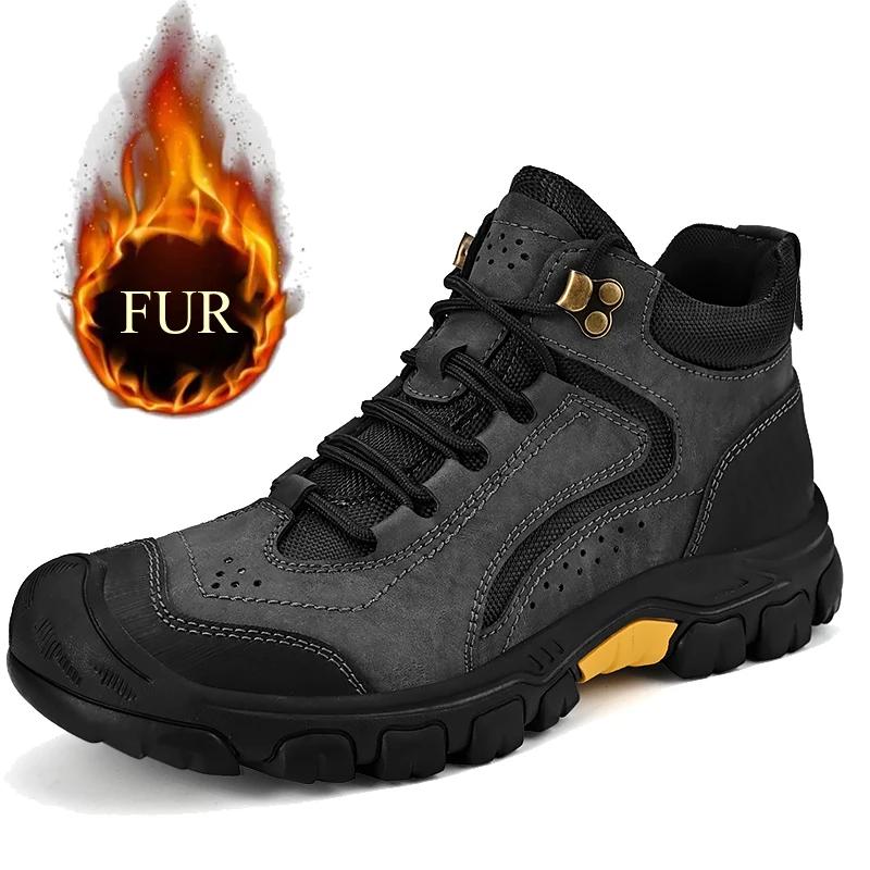 High-quality Men's Mountaineering Boots Waterproof and Anti Slip Outdoor Sports Travel Shoes Hiking Boots Men Winter Snow Boots