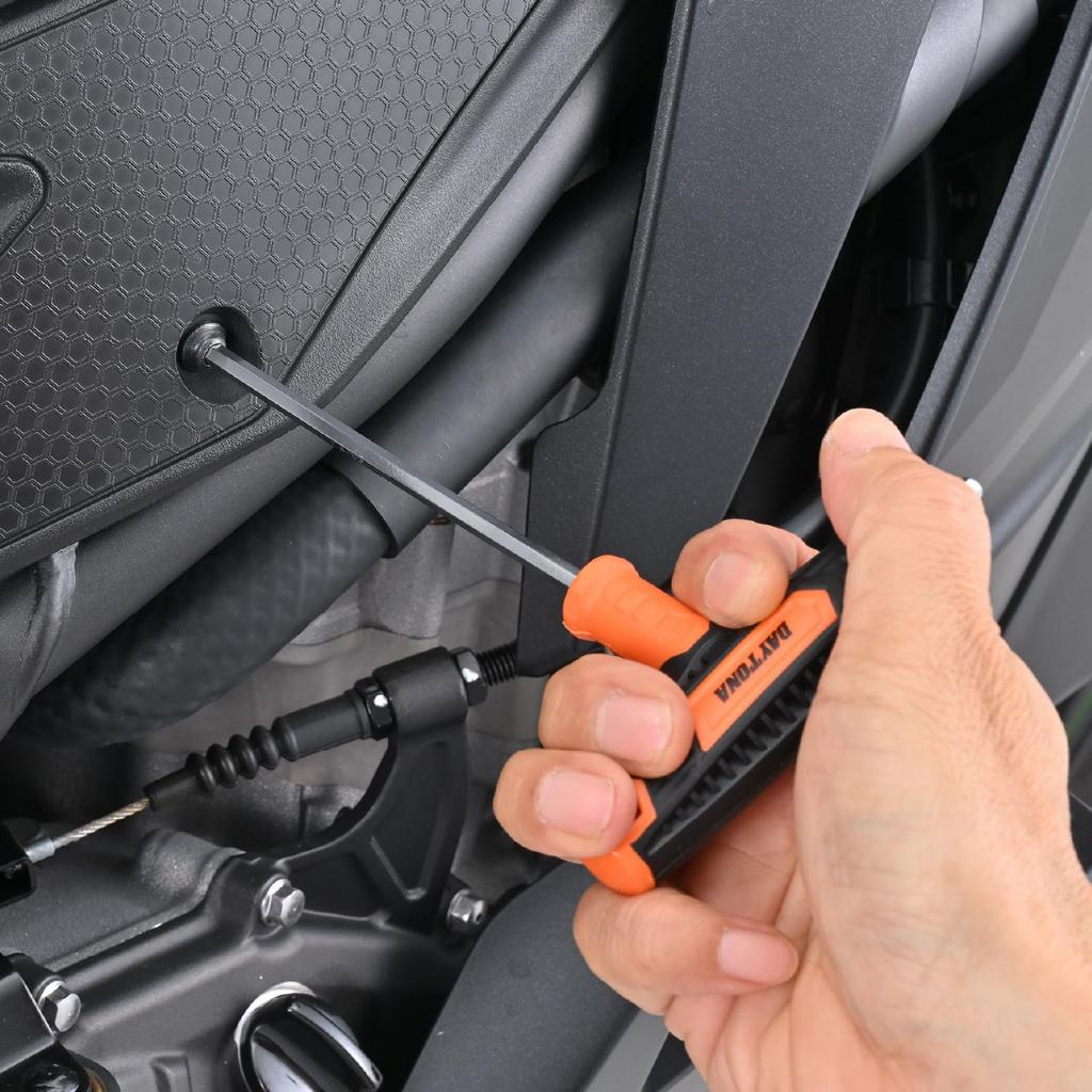 Daytona Motorcycle Tool Hex Wrench Set with and 61377 Set, 7-Piece T-Grip Handles, 2.5, 3, 4, 5, 6, 8, 10mm,