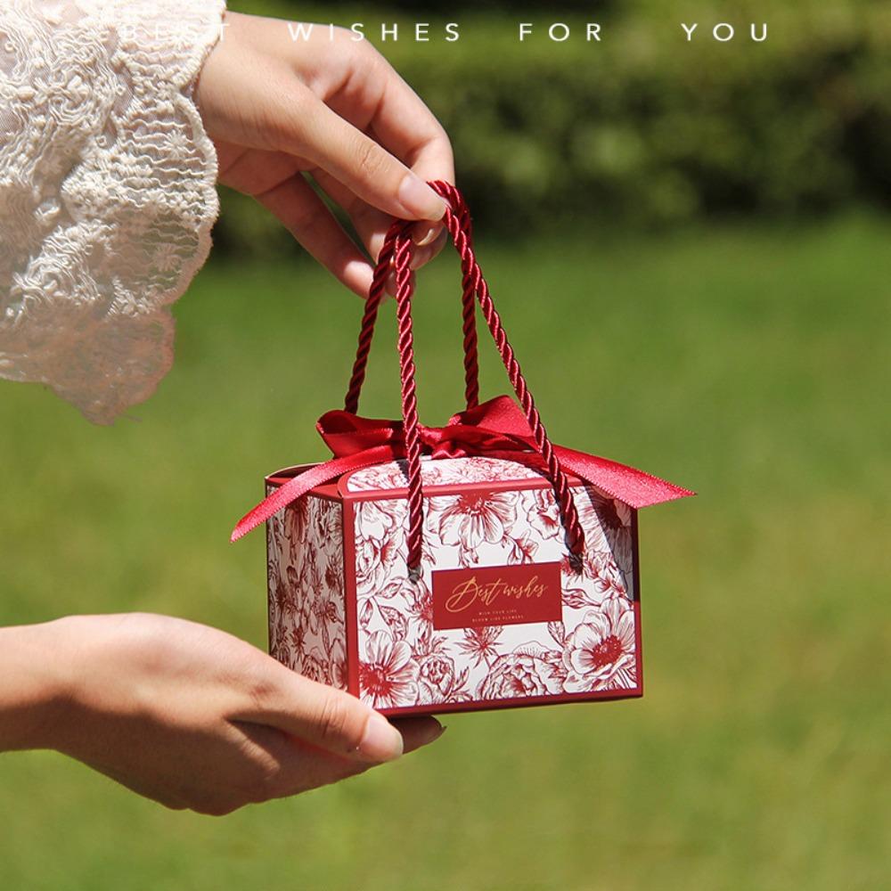 10pcs Bow Ribbon Wedding Party Paper Box Eco-Friendly Candy Box New Gift Packaging Box Goodies Gift