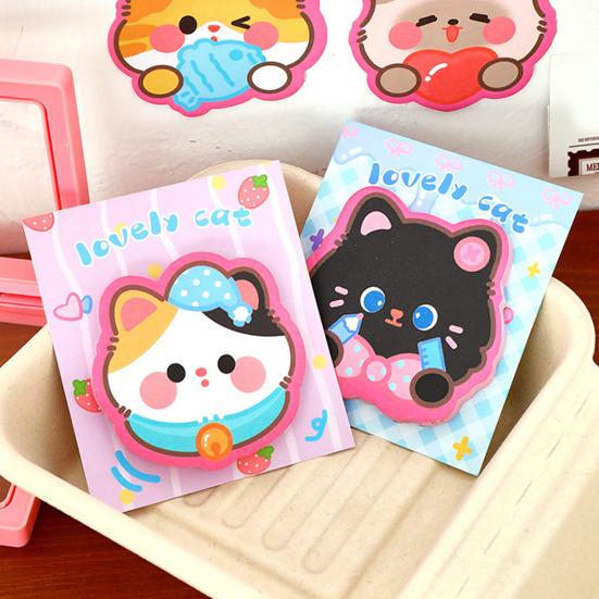 3Pcs Cat-Shaped Note Pads Set Cute Cartoon Memo Pads for Students Office Strong Adhesion Thick Paper Practical Note Stickers for Reminders Journaling
