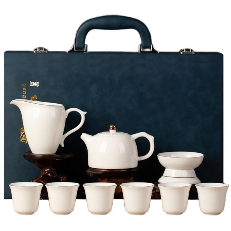 Woding Dehua White Porcelain Gongfu Tea Set Gift Box
