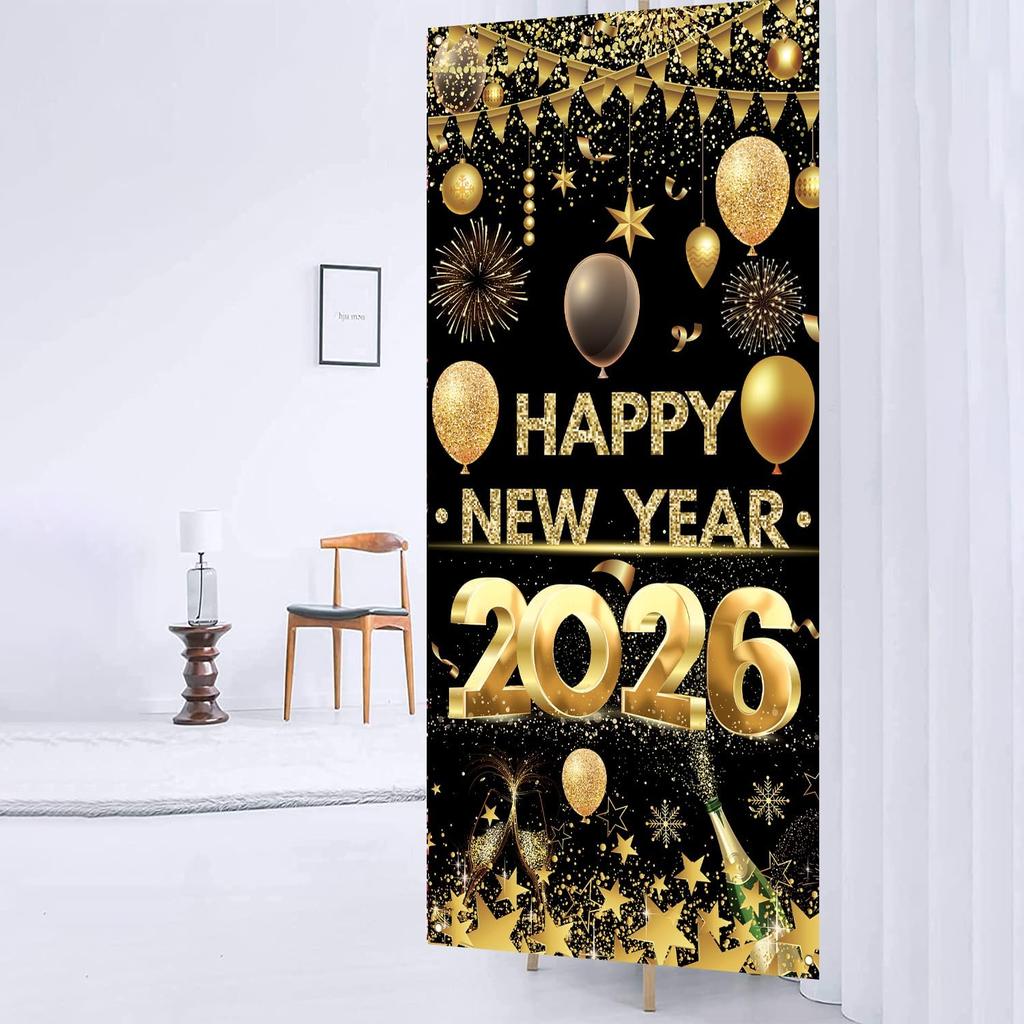 New Years Eve Party Supplies 2026 - New Years Decorations 2026 Door Cover, Happy New Year 2026 Banner, New Year Decorations for NYE Party Door