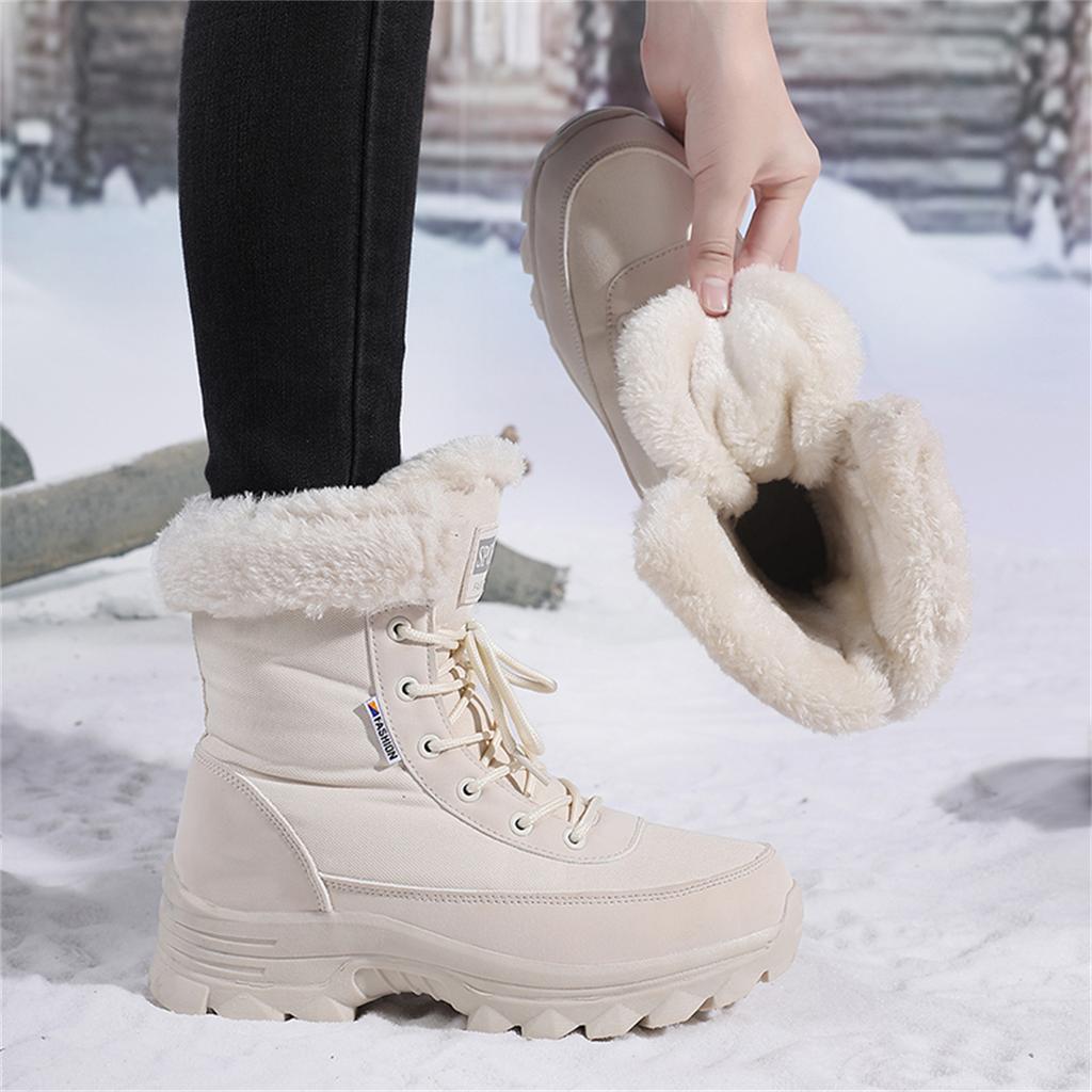 TUINANLE Dames varme bomullssko snøstøvler vinter ankelstøvletter sklisikre korte støvletter