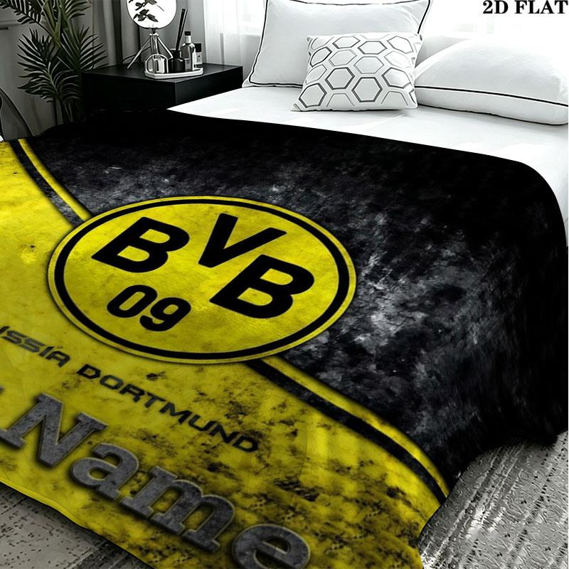 1PC Borussia Custom Name Patterned Flannel Blanket Suitable For All Seasons for Home Decor Warmth and Comfort Gifts Holiday Present
