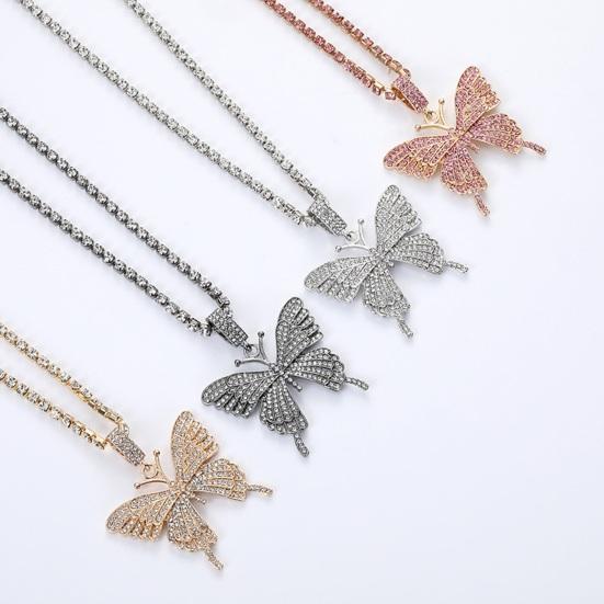 Women Butterfly Necklace with Full Diamond Pendant Choker