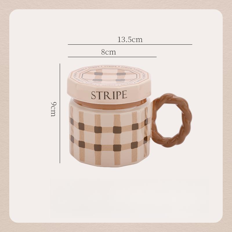 Girls Artistic Mug Retro Ceramic Cup with Lid Office Coffee Mug Couple Cup Water Cup