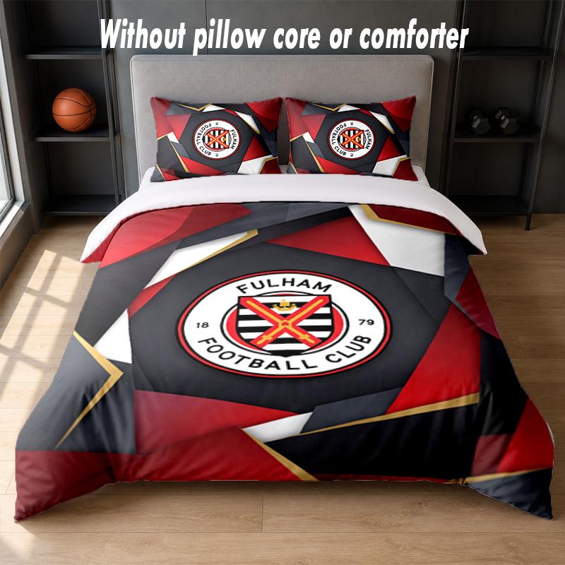 Fulham Voetbal Design Bed Beddengoed Set 1 Dekbedovertrek + 2 Kussenslopen Zacht Ademend Huishoudelijk Beddengoed
