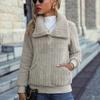 Autumn Winter Women's Round Neck Long Sleeve Pullover Zipper Casual Plush Sweater Comfortable High Quality Unique Beautiful and Most Striking Clothes