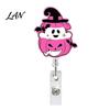 Teacher Badge Reel Retractable Holder, Halloween Glitter Acrylic Reel, Cute Ghost ID Card Pumpkin Holder for Nurse Doctor Worker