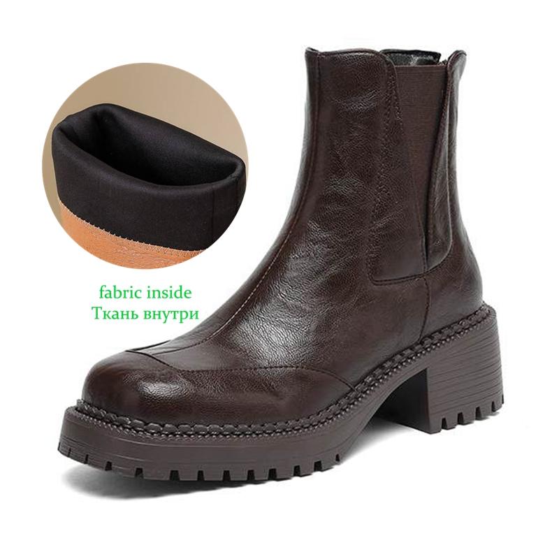 Krazing Pot 2026 Microfiber Winter Round Toe Modern Platform Size 33 Boots Size 43 Thick Bottom Zipper Women Ankle Boots