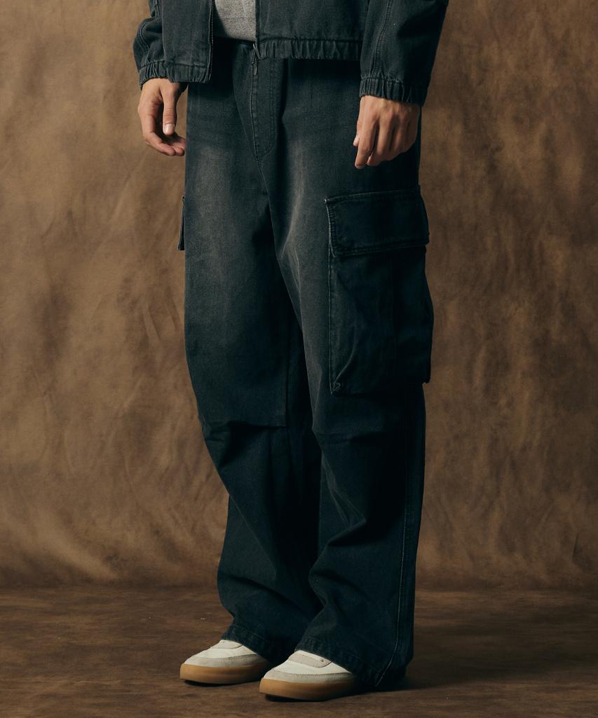 RAYFIKERS Cargo Parachute Elastic Denim Pants Mq6Du164_Black