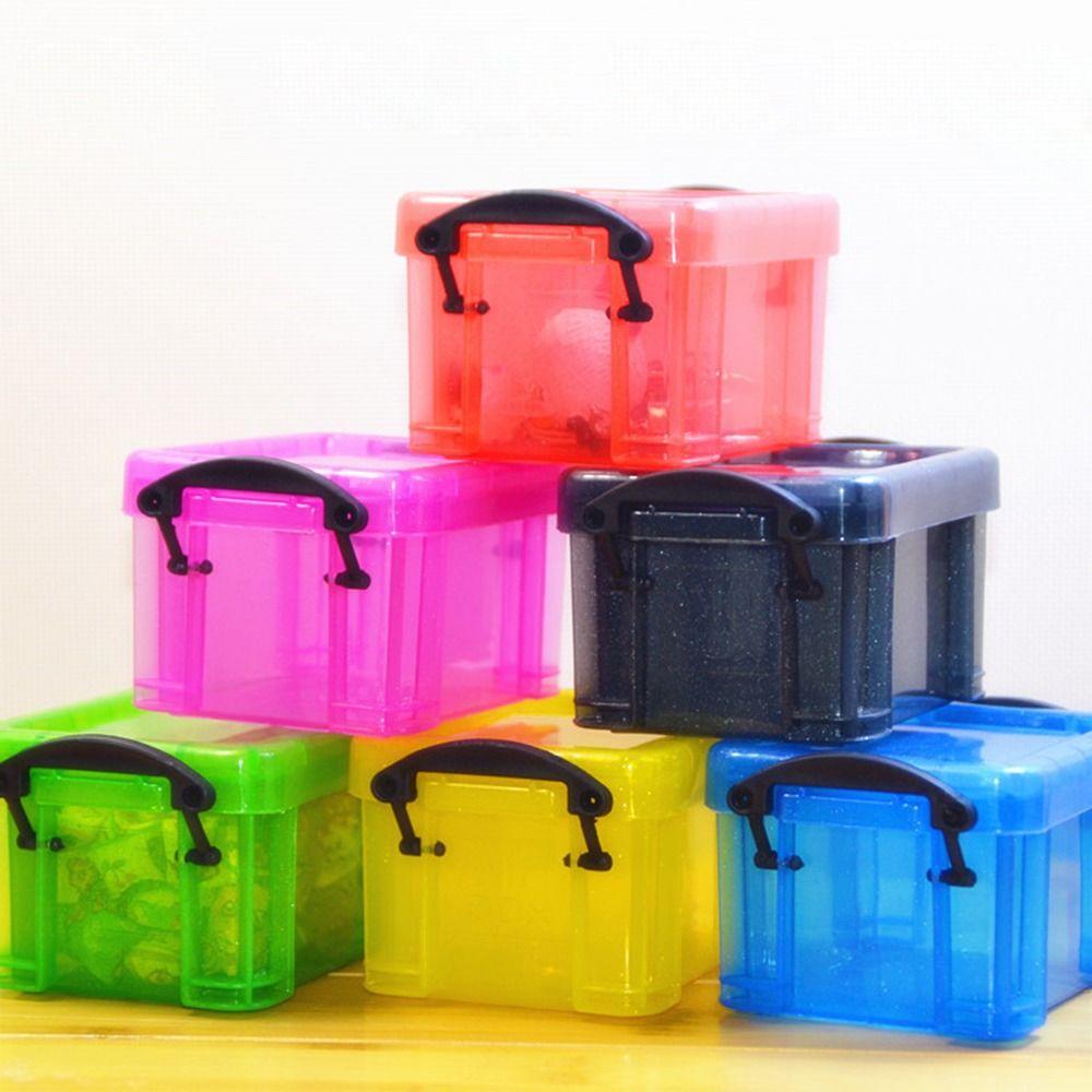 

Transparent Mini Buckle Storage Box Candy Color Desktop Organizer Box Sundries 2