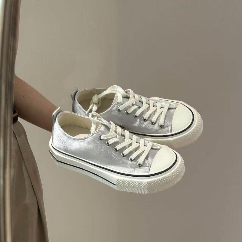 Mango head canvas shoes women's lace-up low-top breathable summer new Japanese platform white shoes board shoes women