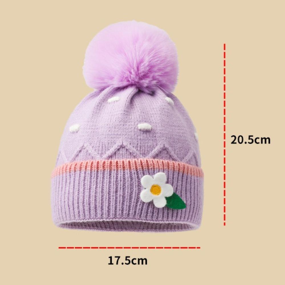 Solid Color Knitted Hats Woolen Balls Woolen Hats Cartoon Baby Hat  Unisex