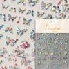 1 Piece 5D Retro Colorful Hand-painted Butterfly Nail Stickers Shell Light Butterfly Rhinestone Soft Relief Nail Art Stickers