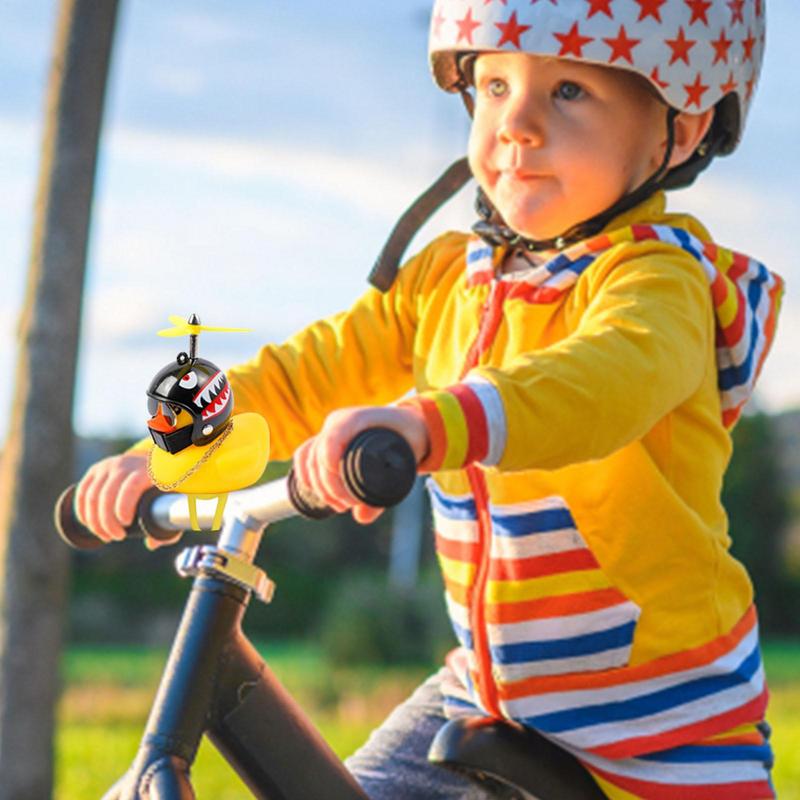 Rubber Broken Wind Duck Toy Motorcycle Car Ornaments Yellow Duck Car Dashboard Decoration with Cool Glasses Propeller Helmet