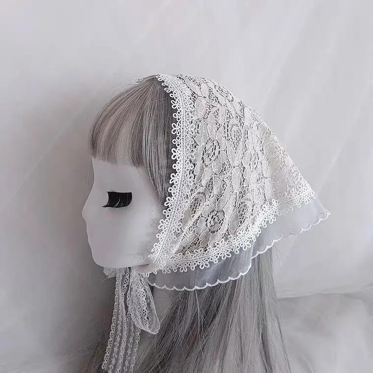 Lolita Cap Maid Cosplay Vintage Lace Bonnet Ruffled Hat Women Girls Pumpkin Cap Lace-up Adjustable Hat