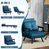 4-in-1 Velvet-Feel Single Chair Bed, with Pillow - Navy Blue
