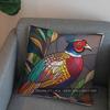 2D Colorful Pheasant Stained Glass Style Pillow Cover Pattern Cushion Cover Suitable For Sofa Bedroom Car Pillow Cover