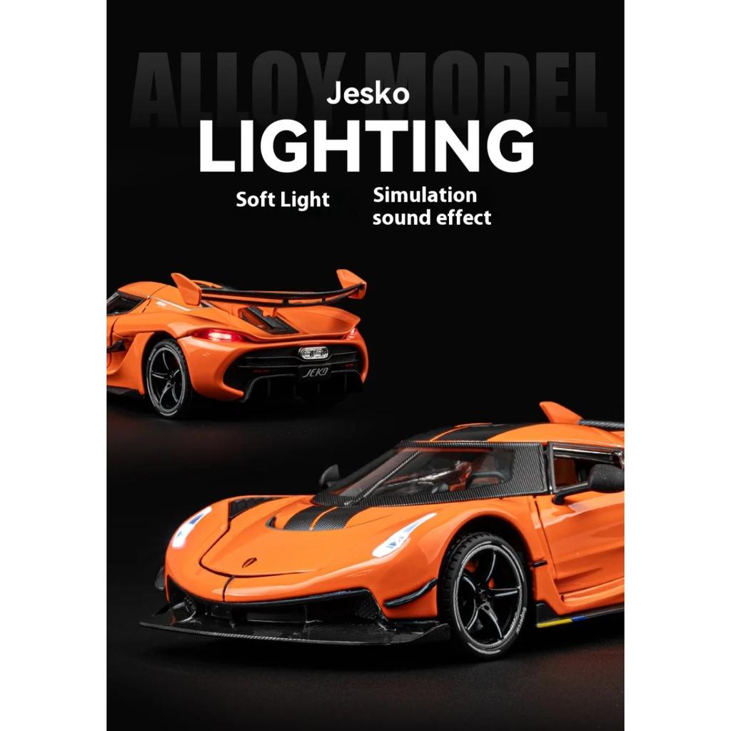 1/24 Koenigsegg Jesko Cool Sports Car Alloy Model, Rotor Door, Simulated Sound and Light, Restored Details, Exquisite Desktop Ornaments