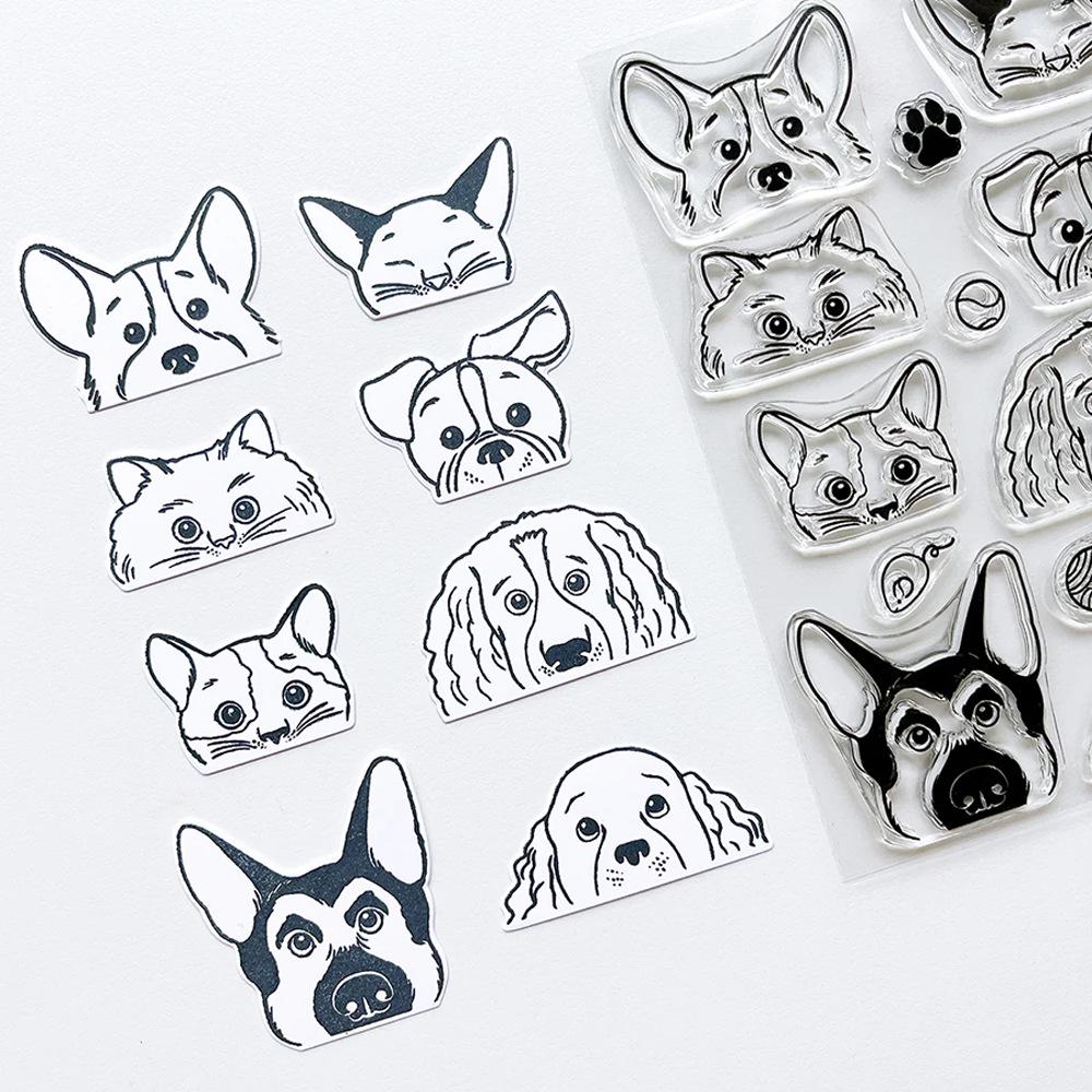 Transparent Silicone Dog Stamps for DIY Journaling - March 2025 Series (Model 7402)