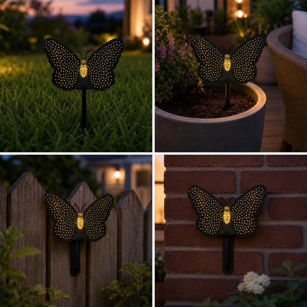 Butterfly Garden Decor with Solar Light Outdoor Ground Stake Automatic for