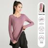 Women's Slimming V-neck Long Sleeve Fitness Top - Solid Color, Versatile for Outdoor and Yoga.