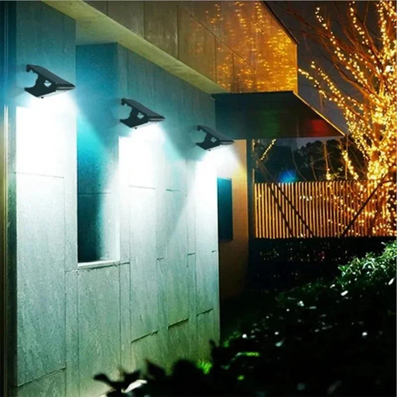 4 Styles 3 Modes LED Solar Clip Light Outdoor Portable Waterproof Body Sensor Lamp Courtyard Garden Lamp Patio Home Camping Wall Lights