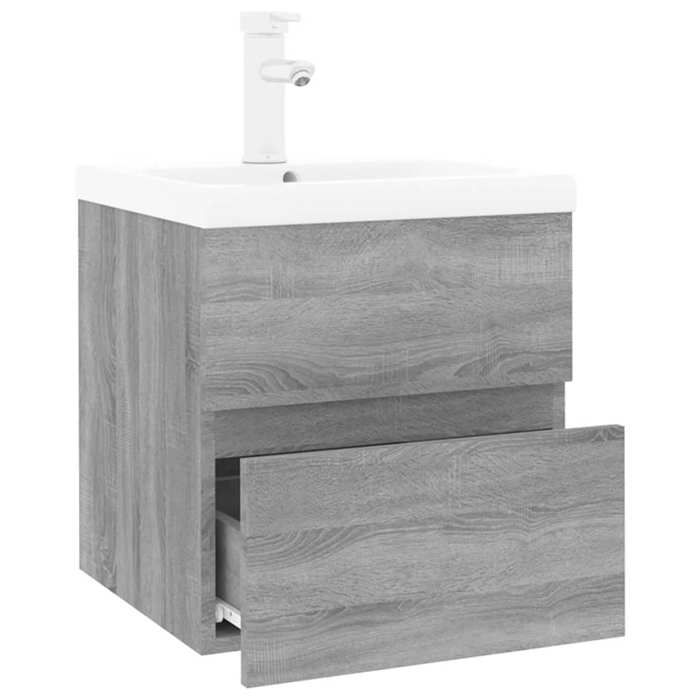 VidaXL Vanity Unit with Integrated Basin Under-Sink Cabinet Bathroom Storage Unit Home Sonoma Grey Wood 3152859