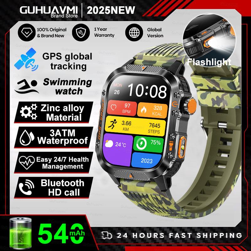 New Outdoor Sport GPS Position Smart Watch Men 10ATM Waterproof Compass Altimeter Bluetooth calling Fitness Smart Watch