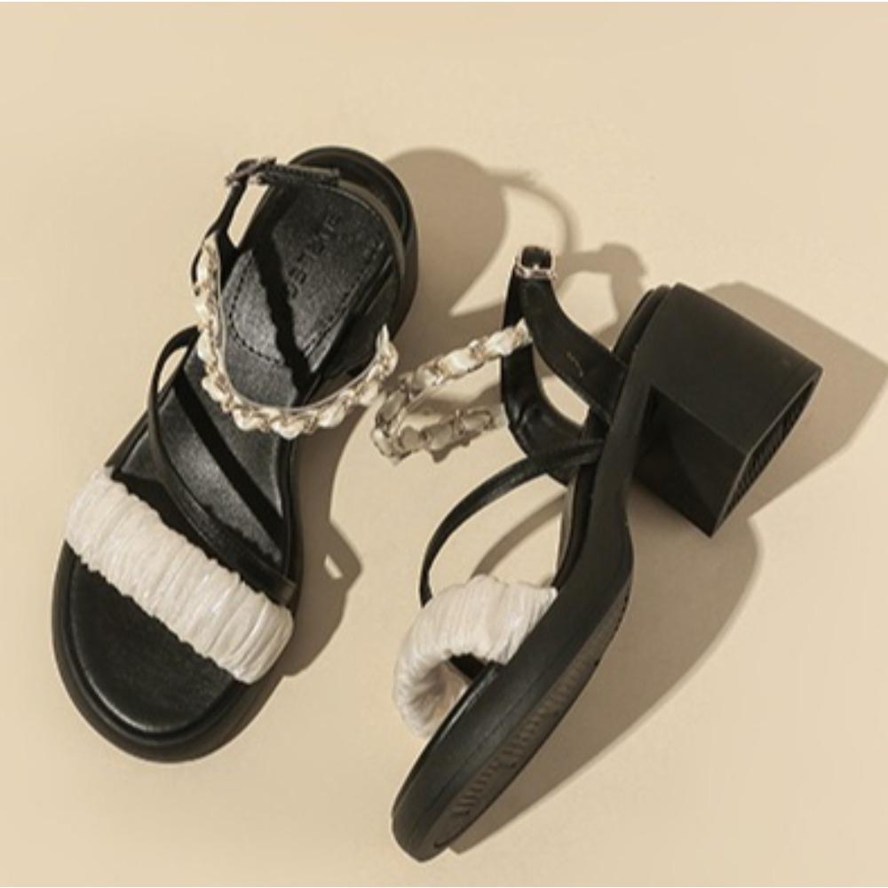 Fashion High Heeled Shoes Women's Summer New Thick Soled Waterproof Platform Coarse Heel Sandals Women French Versatile Womens Sandal