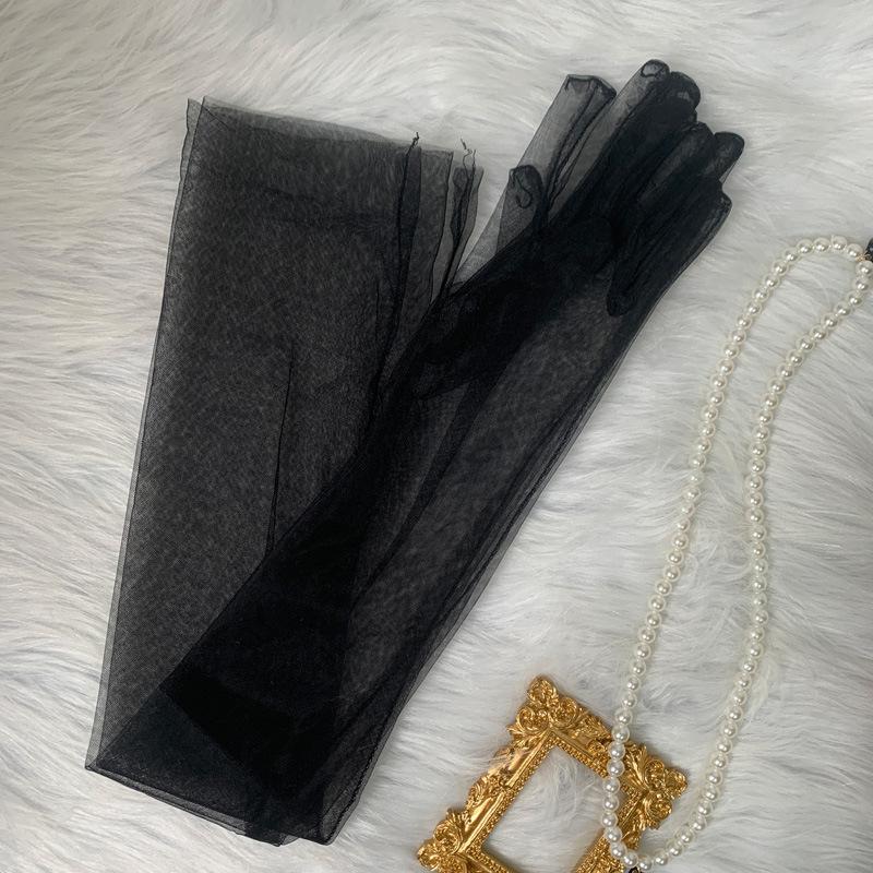 

Премиум черные шелковые сетчатые перчатки женские тонкие свадебные платья длинные шелковые бордовые прозрачные рукава фото чёрный