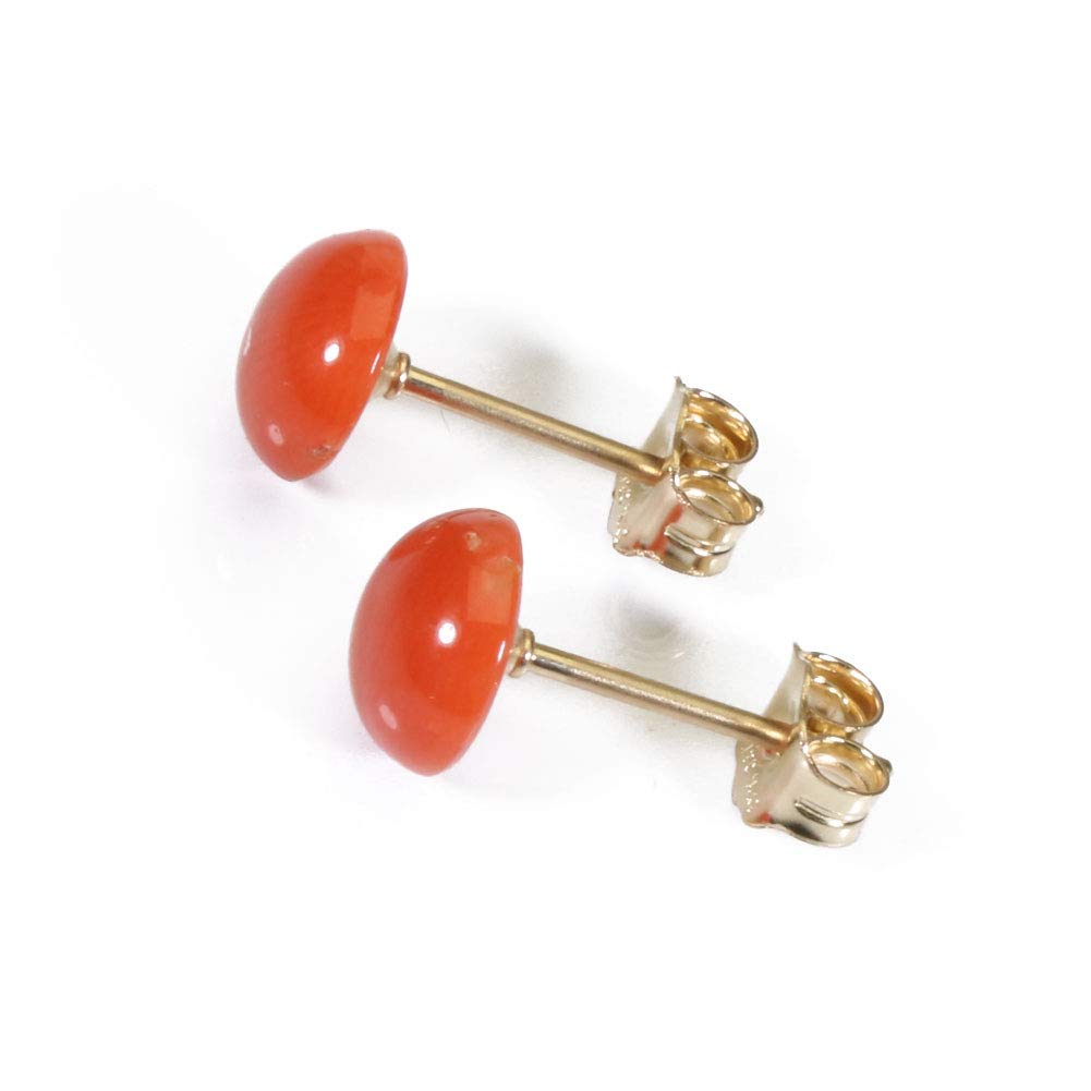 Mediterranean Coral Gold Undyed Earrings, Semicircular, Filled,