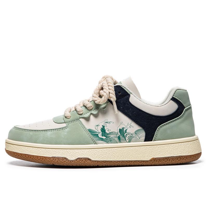 

Men s Retro contrasting Shoes Breathable versatile Sneakers Casual thick soled white shoe Outdoor non slip Male shoes Zapatos 44 светло-зеленый