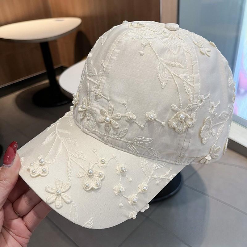 Floral Embroidery Baseball Hat With Curved Brim For Outdoor Sunshade Girls Boys