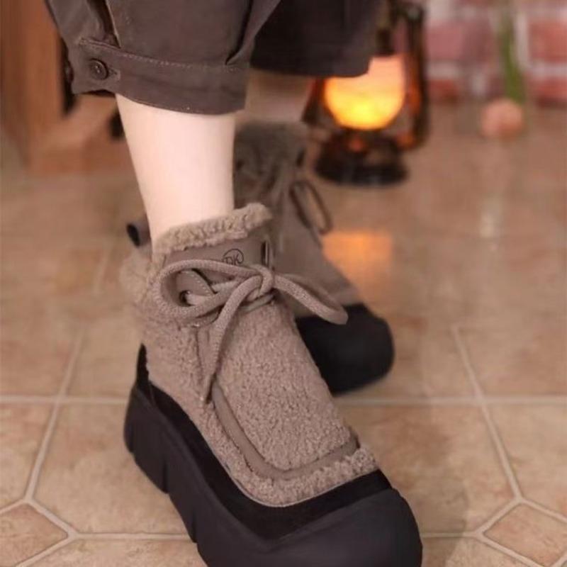 Plush Martin boots thick-soled snow boots women's winter new plush warm high-top casual mother cotton shoes