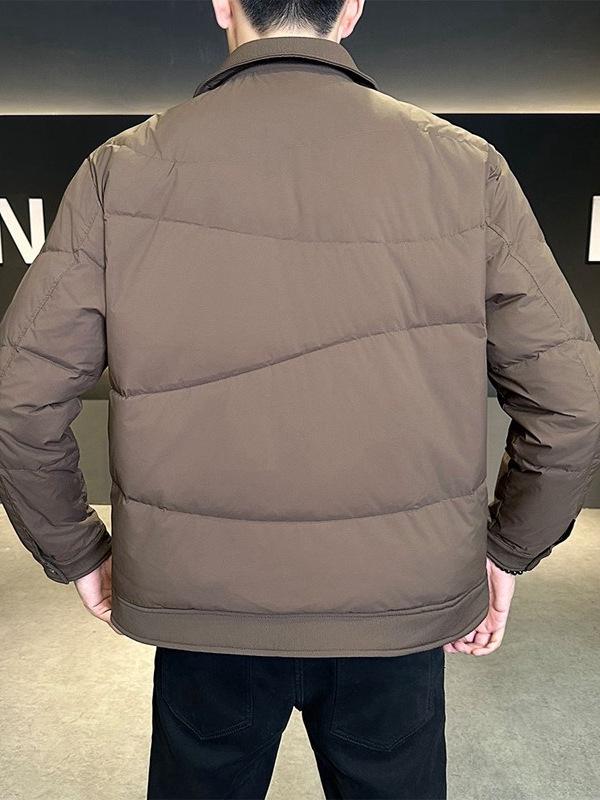 Men's Lightweight Down Shirt-Style Jacket - Autumn/Winter Lapel Outerwear