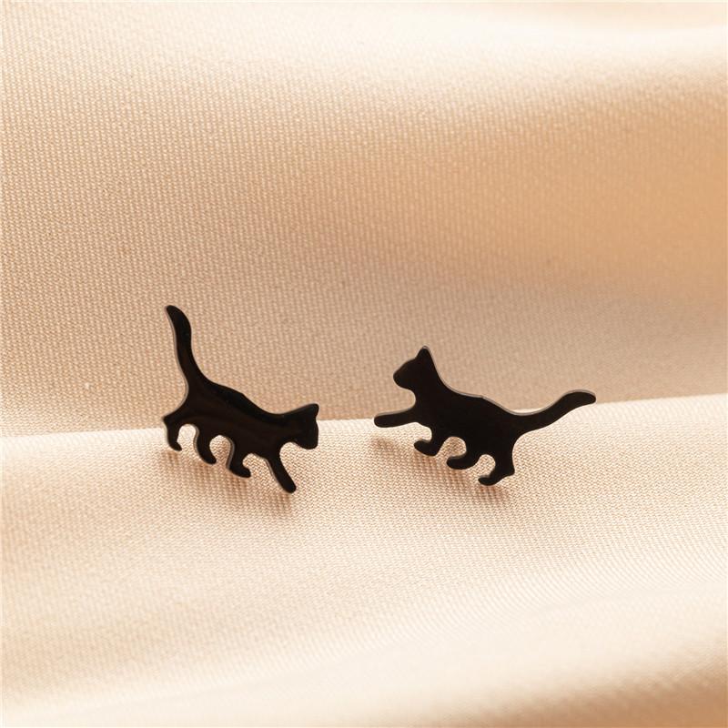 Cute Cat Stainless Steel Stud Earrings for Women Persian Cat Ear Jewelry Girls Student Birthday Earring Gifts Accessories