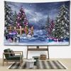HD-Christmas Snowy Landscape Tapestry with Carriage – Bohemian Winter Wall Hanging for Living Room, Bedroom Holiday Home Decor