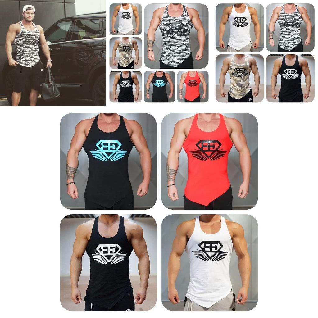 Stylish Polyester Fiber Men's Vest Moisture-wicking Slim Fit Gym Tank Top For All Seasons