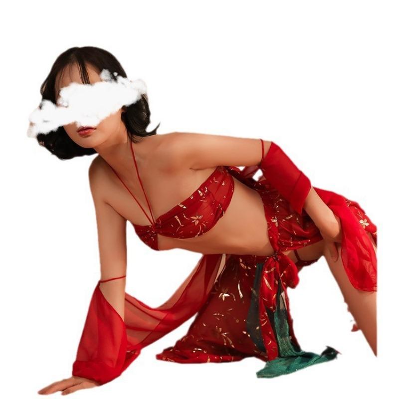 Sex underwear perspective passion antique Dunhuang temptation bed Hanfu free clothes belly pocket sex clothing women