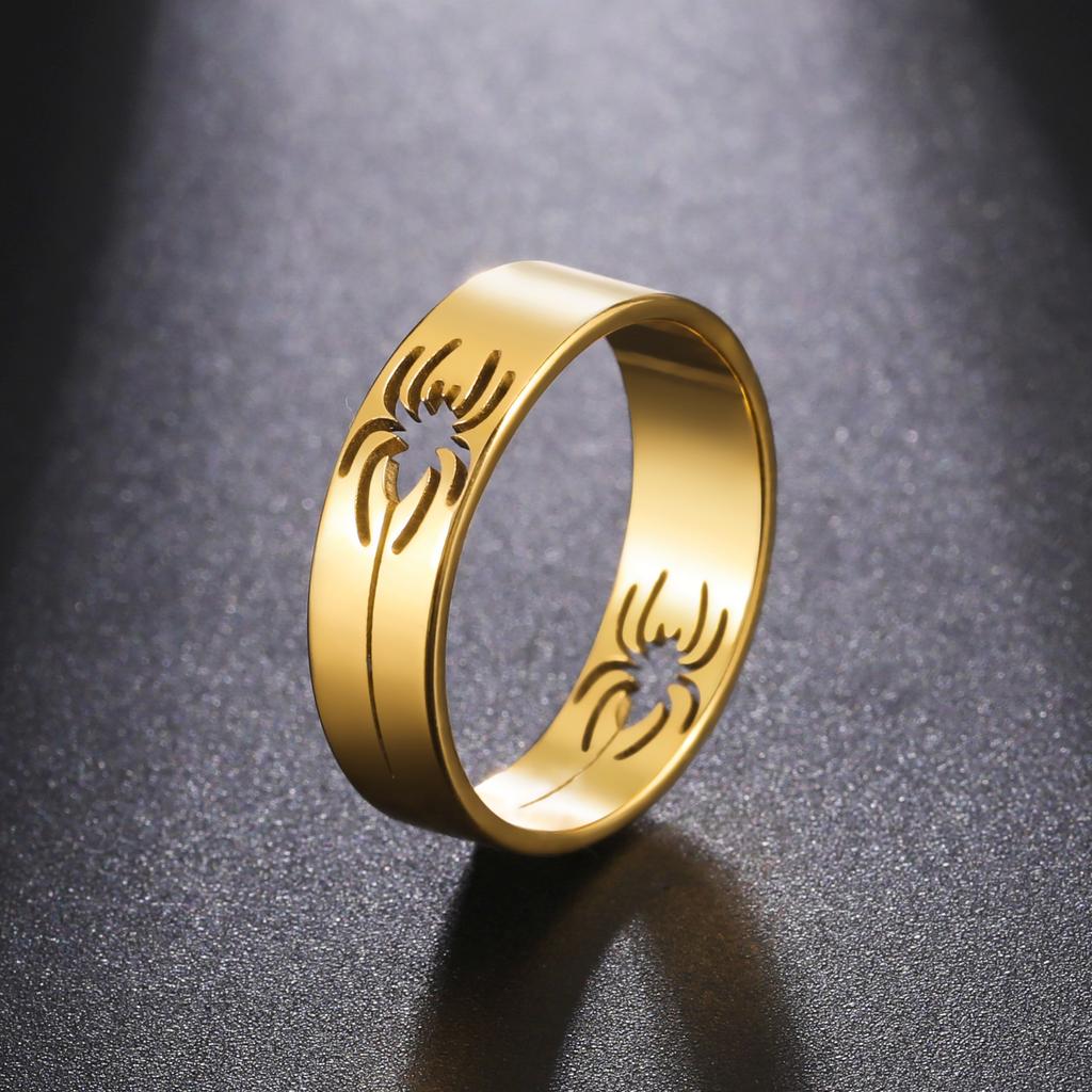 Teamer Halloween Stainless Steel Cool Spider Ring for Men Women 6MM Wide Finger Rings Hip Hop Punk Party Jewelry Wholesale