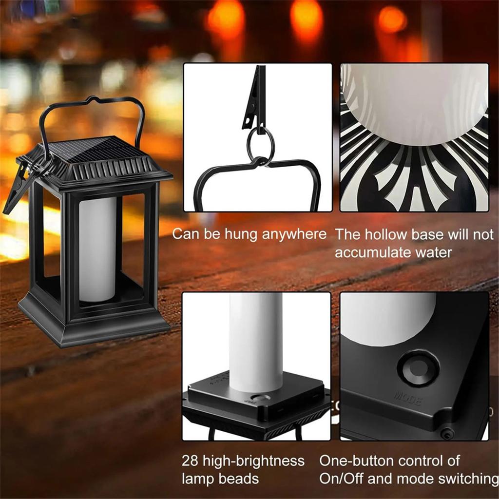 New Solar Flickering Flame Lights Flickering Flame Solar Lantern Long Lasting Hangings Lamp Decorative Night Bulbs for Patio