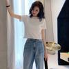 Women's Crew Neck Short Sleeve Crop T-Shirt Slim Fit Candy Color Solid Polyester Cropped Top Multi Color Y2K Summer Casual Tee