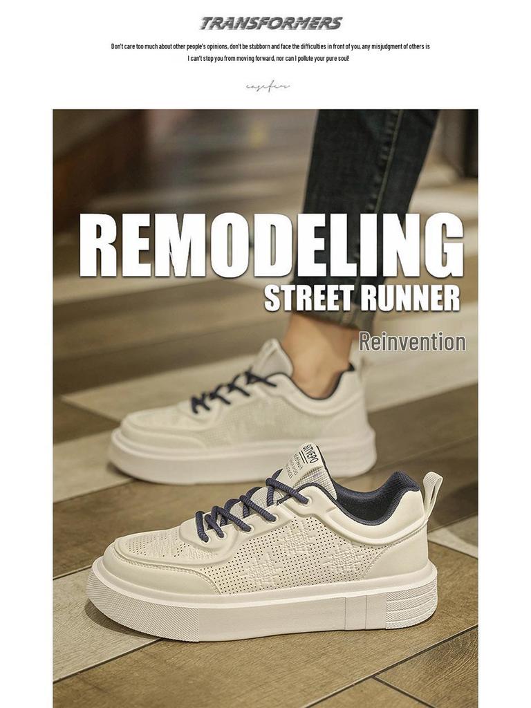 Men's Versatile Lightweight White Casual Sneakers - Spring 2025 Fashion Collection