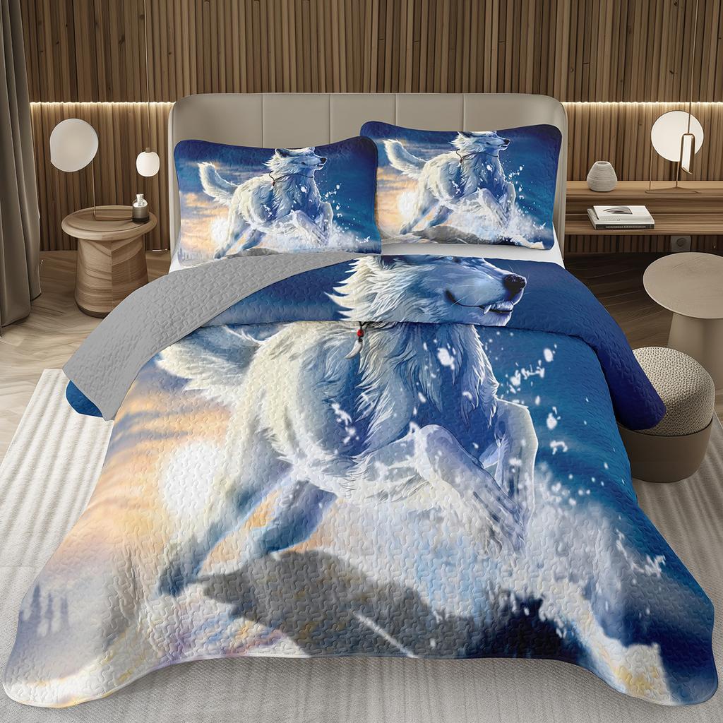 Wolf Bedspreads For Boys Teens Men Wild Safari Animal Coverlet Twin King Reversible Grey Bedding Set Wildlife Quilted Bedspread