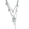 Layered Tassel Cross Pearl Necklace Women Minimalist Geometric Statement Choker Chain