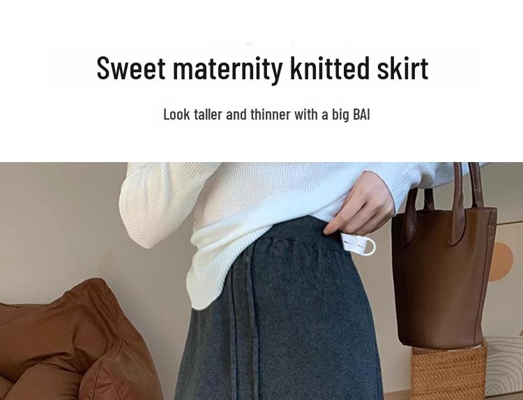 Tmall Quality Maternity Cashmere Knitted Autumn Skirt - Adjustable, Warm, and Comfortable